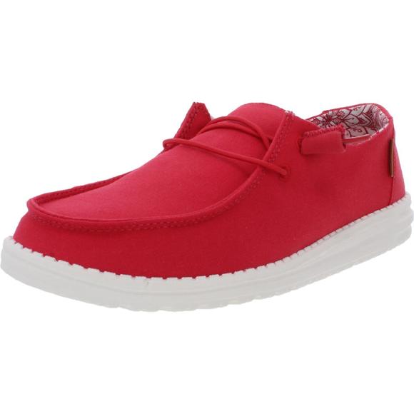 Hey Dude Shoes Hey Dude Womens Wendy Red Canvas Slip On Trainers